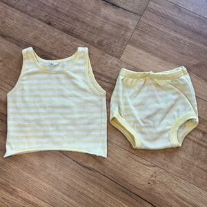 Vintage Curity Yellow & White Stripe Tank Top & Bloomer Set Baby Size 6-9 Month